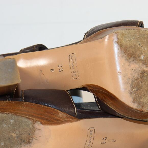 Coach Brown Leather Slingback Heeled Sandals – Women’s Size 9.5B - Picture 6 of 6